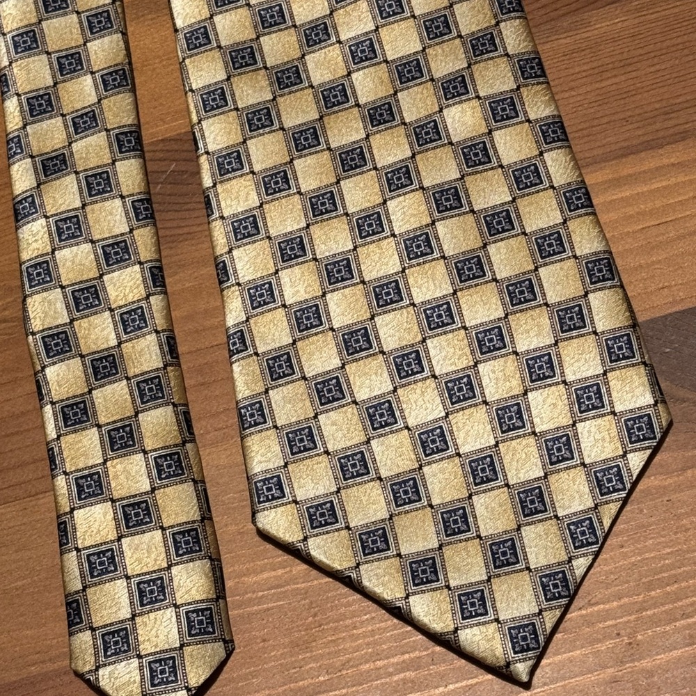 Pierre Cardin Gold and Black Geometric Silk Tie
